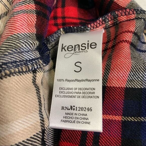 🆕 Kensie Plaid Bell Sleeve Ruffle Check Long Slv - Picture 7 of 9